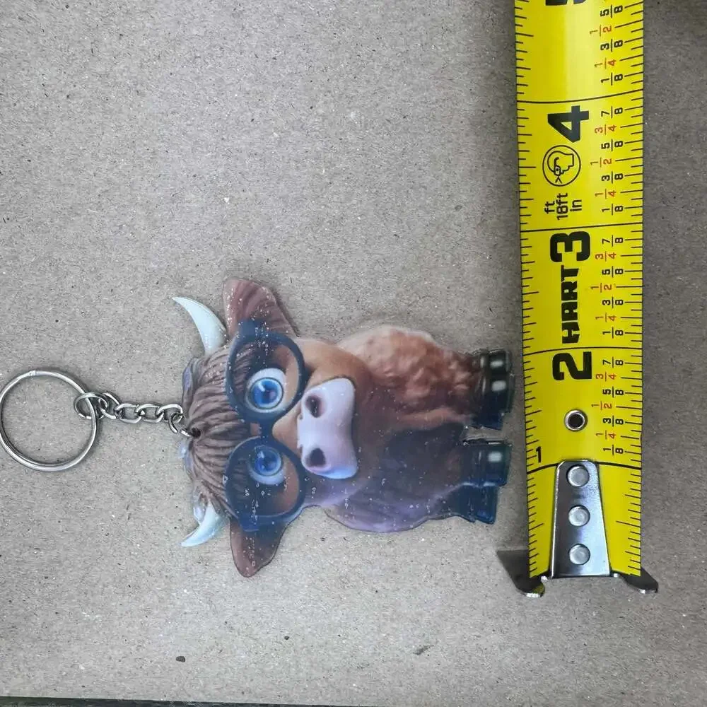 Cute Cartoon Highland Cow Acrylic Keychain or Ornament